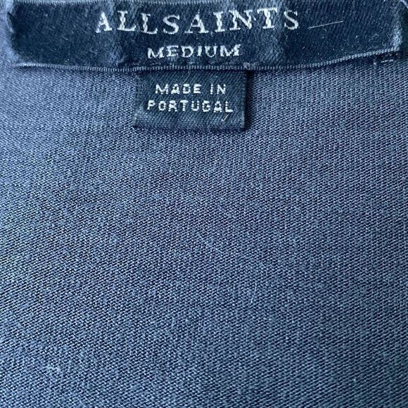 All Saints gray w/black sheer hem a sym midi dress jersey Sz M - Picture 5 of 7